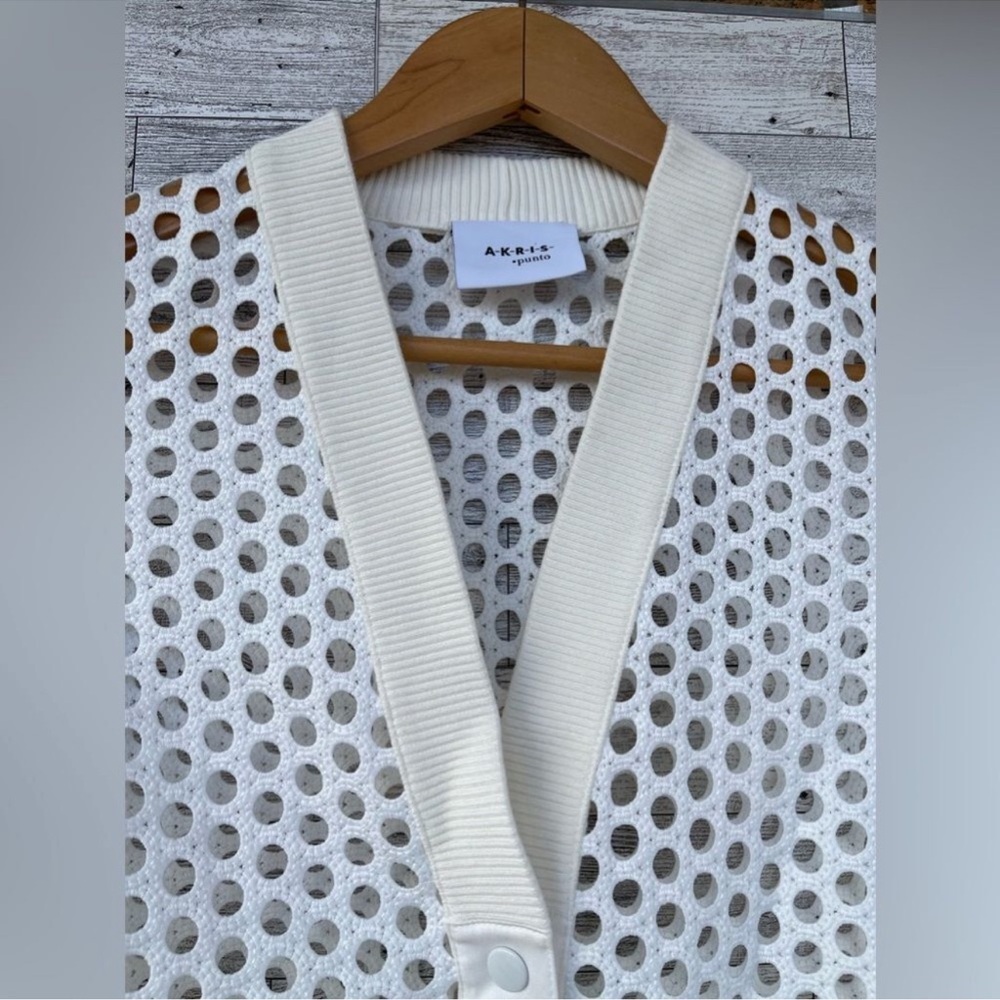 Akris Punto V-Neck Press-Button eyelet Bomber Jacket lace designer white summer - Picture 9 of 17